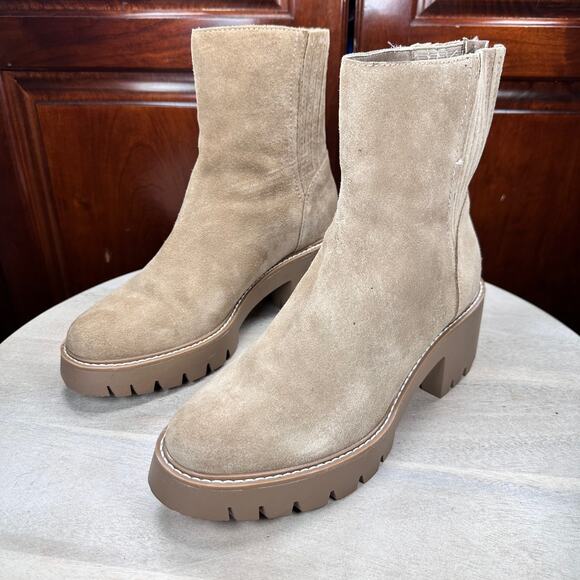 DV by Dolce Vita Hopper Womens Boots Size 8.5 Tan Suede Leather Chelsea Boot New - Picture 3 of 13